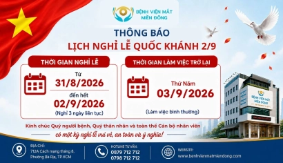 THÔNG BÁO LỊCH NGHỈ LỄ QUỐC KHÁNH 2/9/2026 – BỆNH VIỆN MẮT MIỀN ĐÔNG